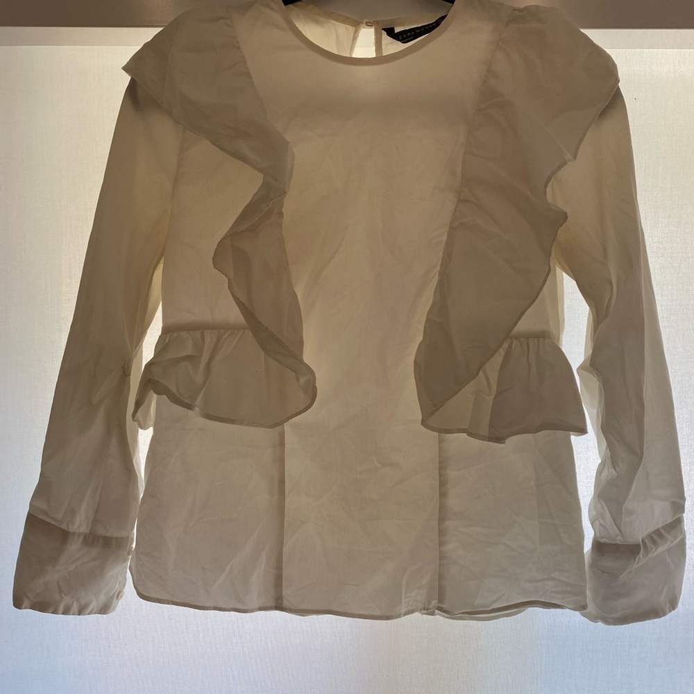 Zara ruffle detail blouse, size xs